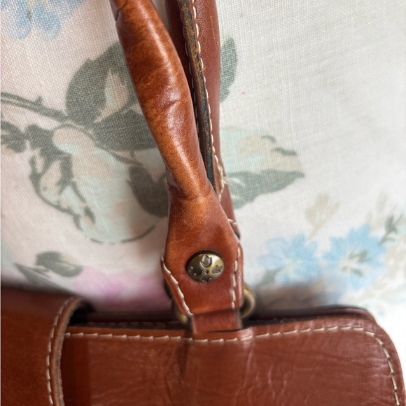 Patricia Nash Rienzo Camel Brown Leather Shoulder Bag Twisted Rope Handles - Picture 5 of 16